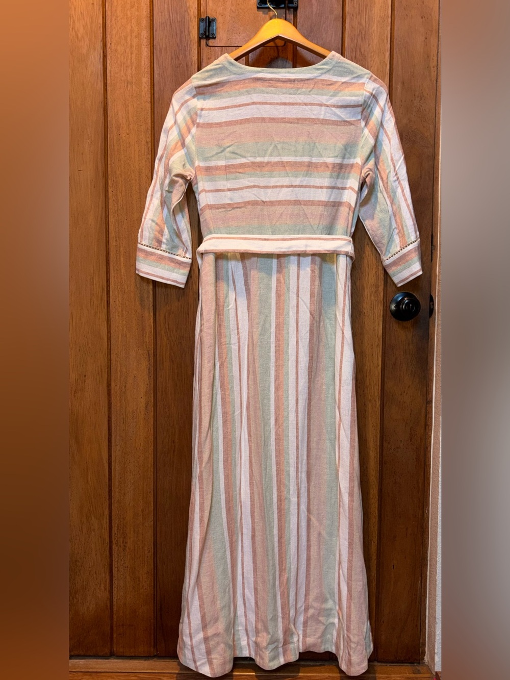 Soft Surroundings Striped Late Summer Colors Linen Blend Maxi Dress - Picture 2 of 3